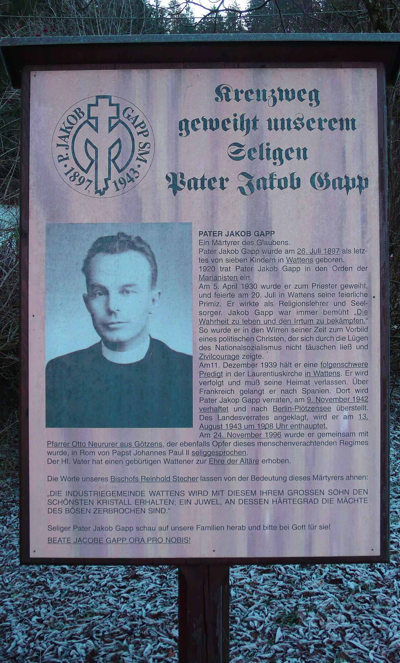 Blessed Jakob Gapp Date Unknown