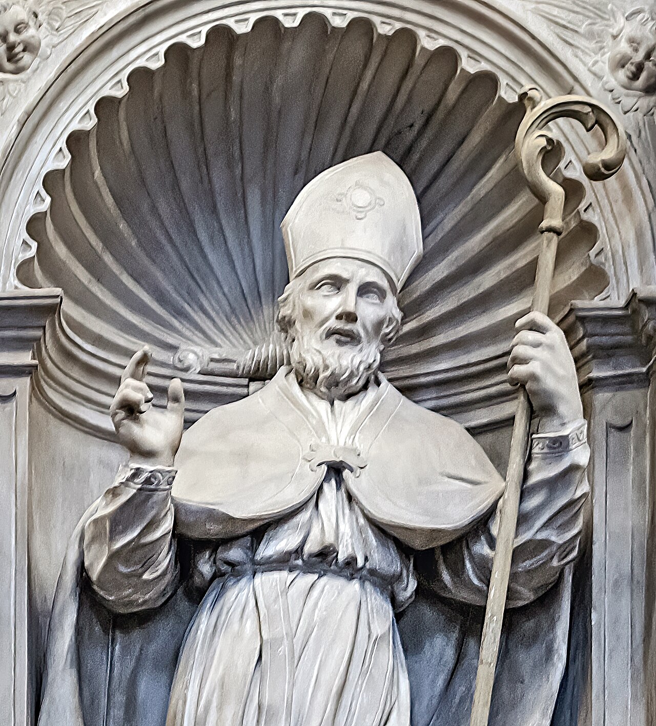 Marble Statue Of Saint Olegarius Artist Unknown 17Th Century Back Choir Of The Cathedral Of Barcelona Spain