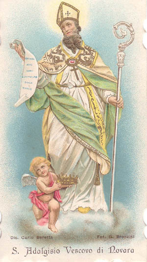 19Th Century Saint Adalgis of Novara Holy Card Artist Unknown