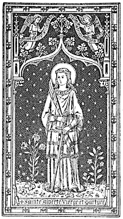 Detail of An Italian Holy Card of Saint Alberta of Agen By Bertoni Date Unknown