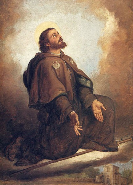 Detail of An Italian Holy Card of Beati Amato Ronconi Based On A Painting And Described As An Effigy Date Unknown Artist Unknown Photographer Unknown