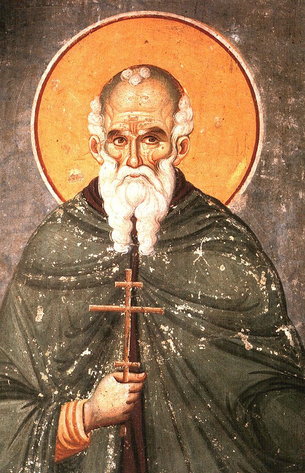 Ancient Russian Wall Painting of Saint Athanasius The Athonite