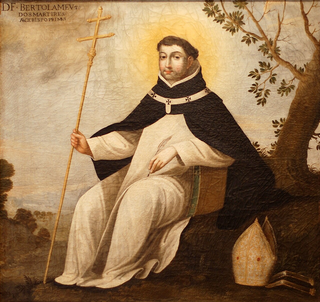 Detail of A Portrait of Saint Bartolomeu Dei Martiri Fernandes By Giuseppe Antonio Lomuscio