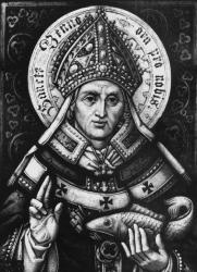 Detail of A Stained Glass Window Saint Benno of Meissen Church of Saint Benno Munich Germany Artist Unknown