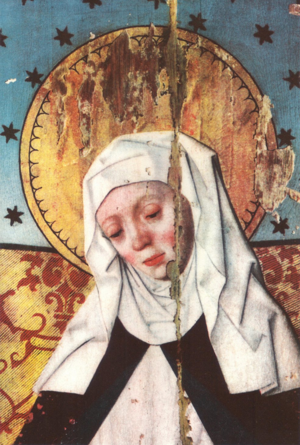 Detail From An Antique Holy Card of Saint Bridget of Sweden Artist Unknown