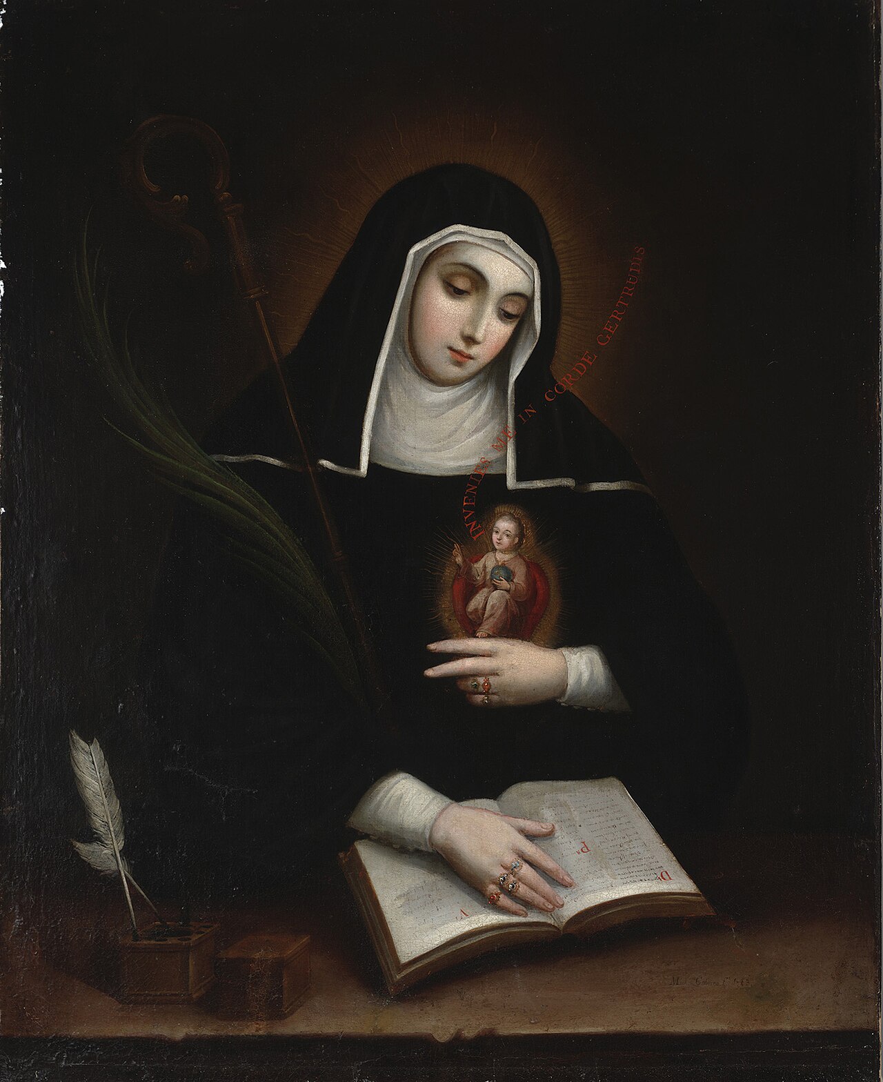 Detail of A Painting of Saint Gertrude The Great By Miguel Cabrera 1763 Dallas Museum of Art Dallas Texas Usa