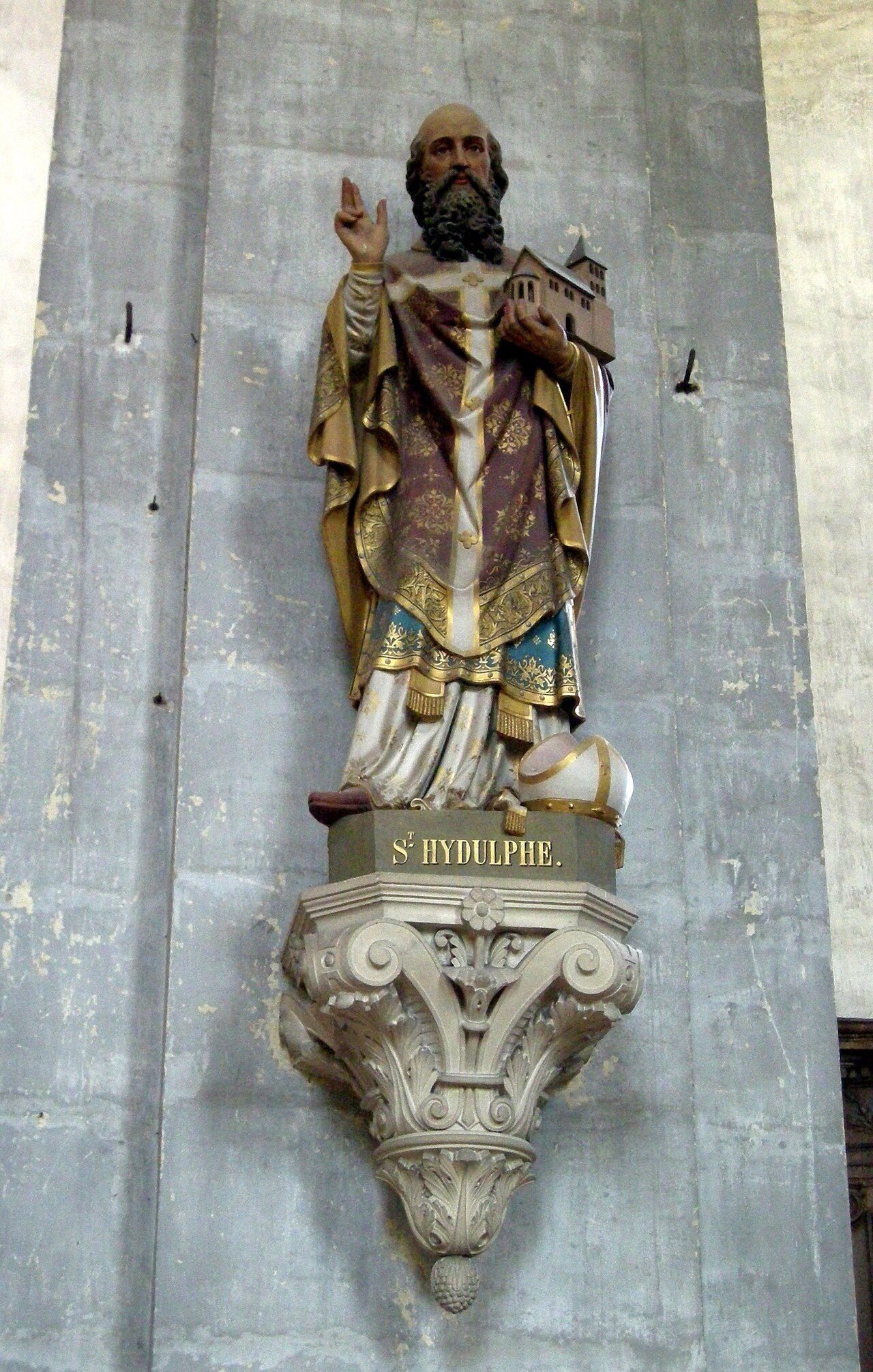 Polychrome Statue of Saint Hydulphe 19Th Century Artist Unknown Abbey Church of Moyenmoutier Vosges France Photographed On 13 May 2008 By JiElle