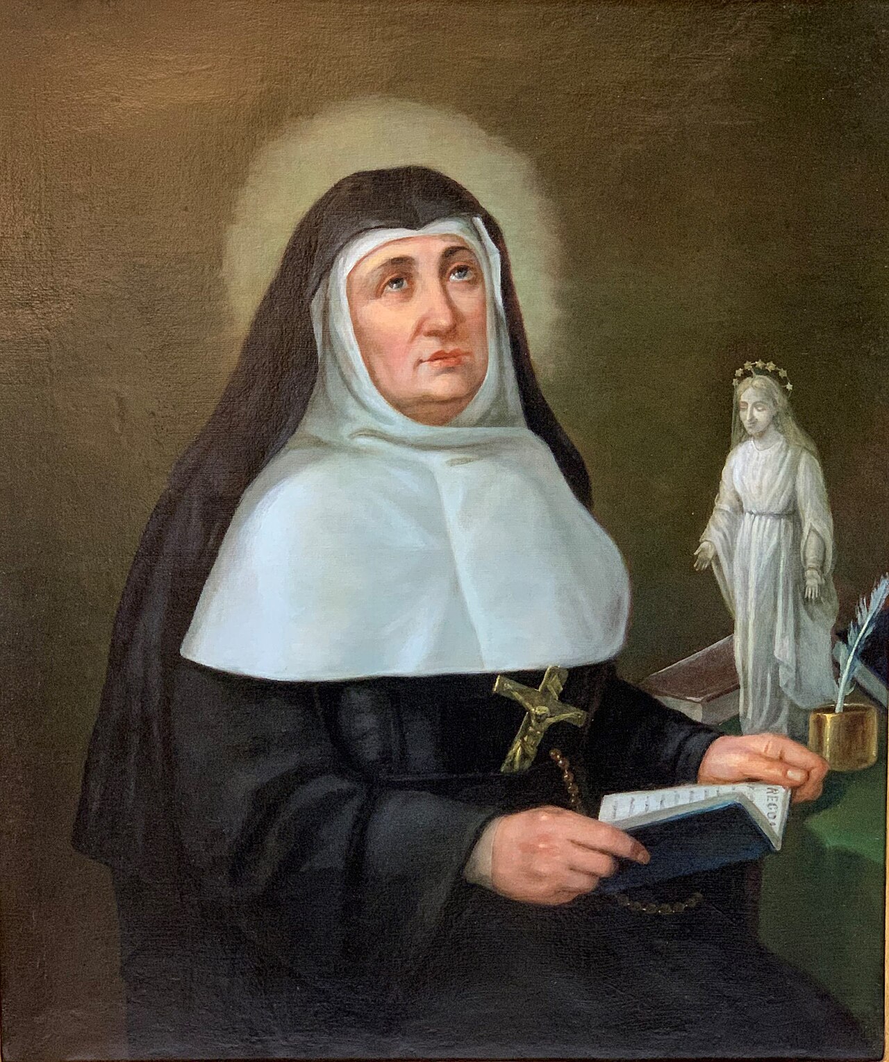 Illustraiton of Saint Jeanne De Lestonnac Holding Her Heart Aflame With Zeal For Her Vocation Date And Artist Unknown