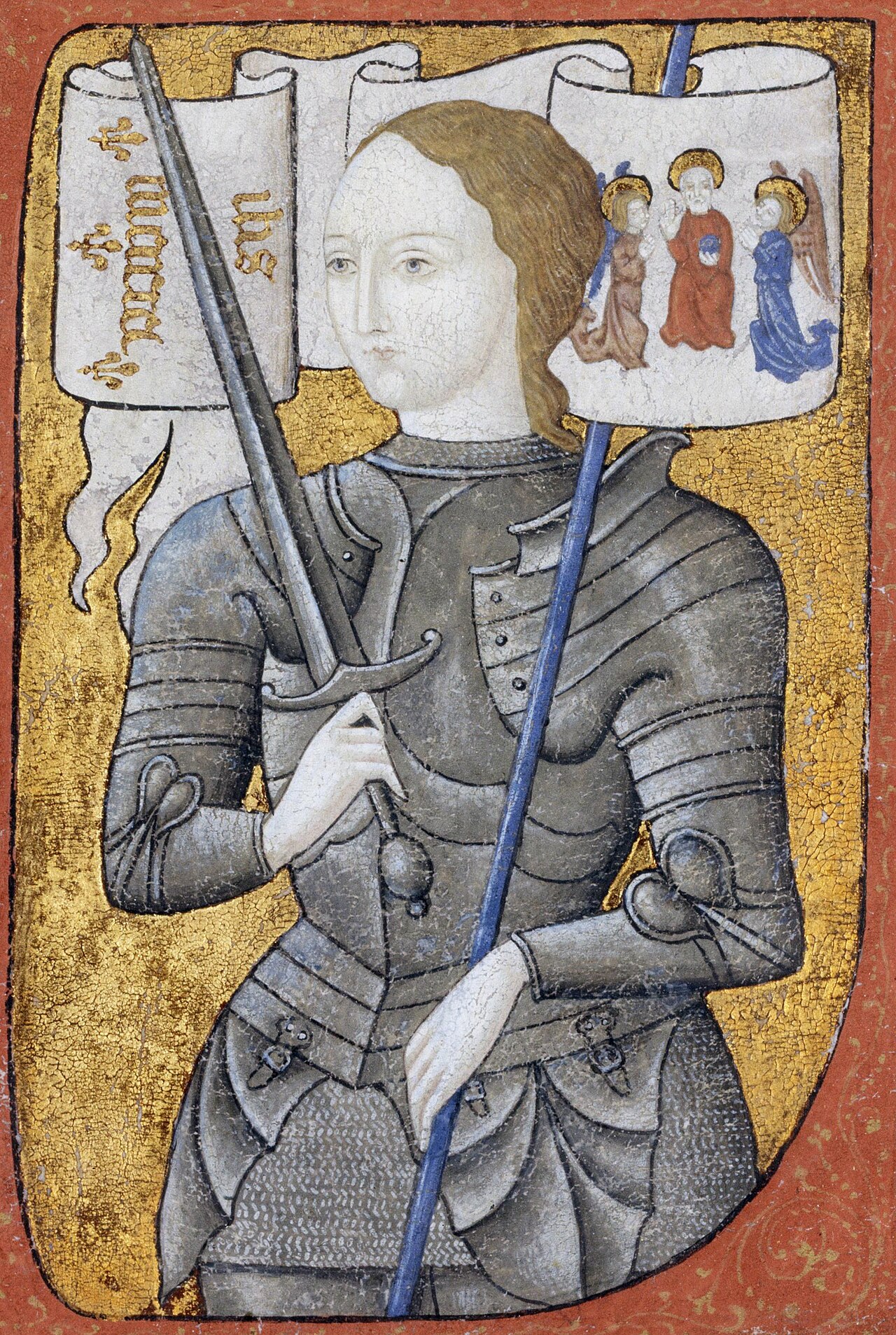 Detail of The World War I War Stamps Lithograph Featuring Joan of Arc By Haskell Coffin 1918 Restored By The Library of Congress