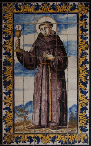 Detail of A Ceramic Altarpiece With An Image of San Juan De Sahagún 17Th Century Artist Unknown Convent of Santa Maria Del Pópulo Seville Spain