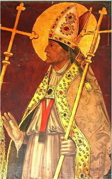 Detail of A Portrait of Saint Julian of Toledo By Juan De Borgona 16Th Century Sala Capitular Cathedral of Toledo Spain