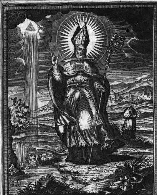 An Engraving of Saint Laureano 1758 By Fray Diego Tello Lasso De La Vega From The Book San Laureano Obispo Y Martir