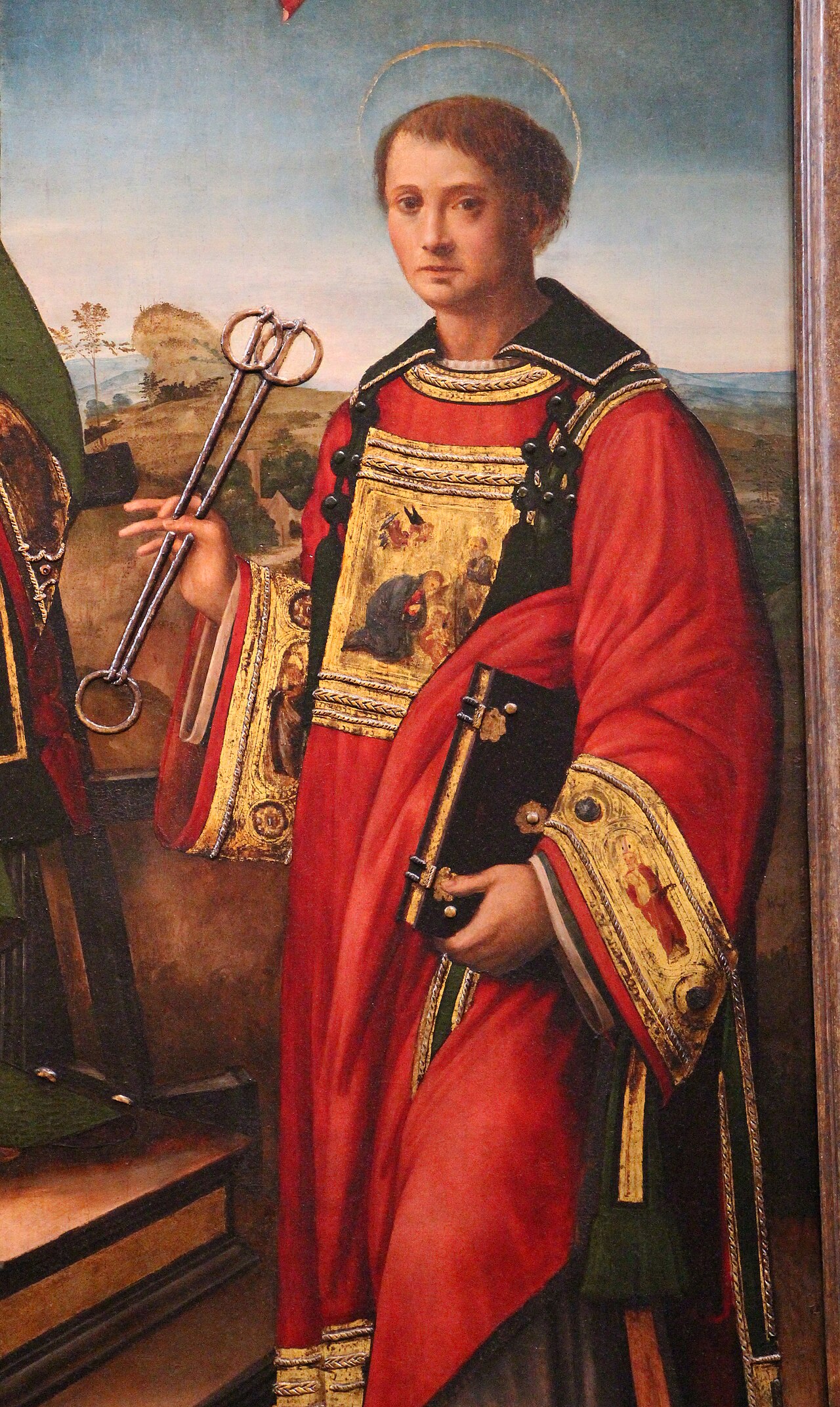 Portrait of Saint Leonard of Noblac From The Painting Saint Laurent Between Saint Stephen And Saint Leonard Attributed To Raffaellino Del Garbo Early 16Th Century Basilica of San Lorenzo Florence Italy