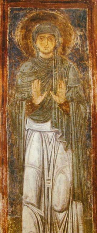 Detail of A Saint Macrina The Younger Holy Card Date And Artist Unknown