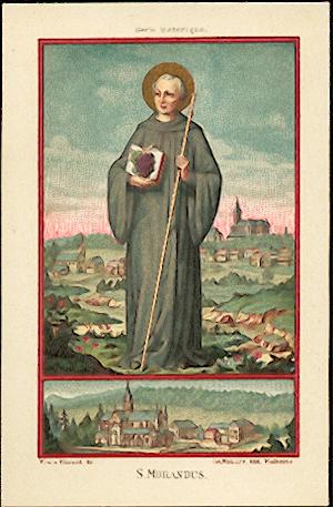 Detail of An Antique French Holy Card of Saint Morand of Cluny