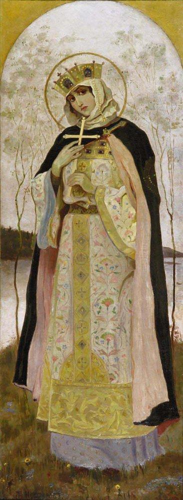 Detail of A Painting of Saint Olga By Mikhail Vasilyevich Nesterov 1892