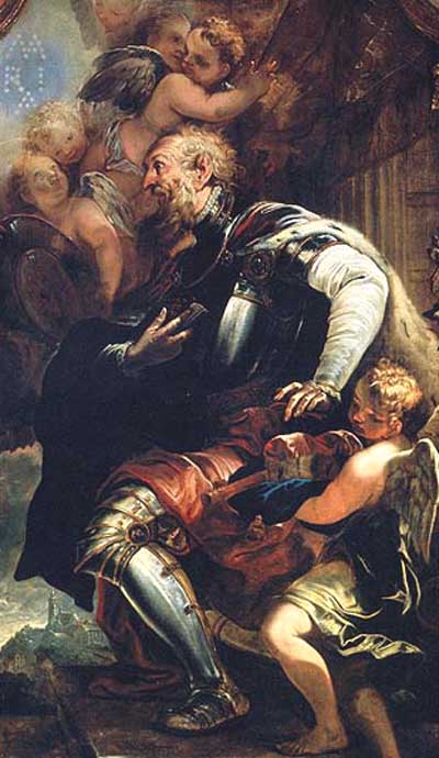 Detail of An 18Th Century South German Oil Painting of Saint Rasso of Grafrath Artist Unknown