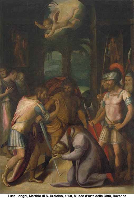 Detail of A Painting of The Martyrdom of Saint Ursicinus of Ravenna 1558 By Luca Longhi Museo DArte Della Citta Ravenna Italy