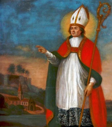 Detail of A Painting of Saint Amandus of Boixe By François Nicollet