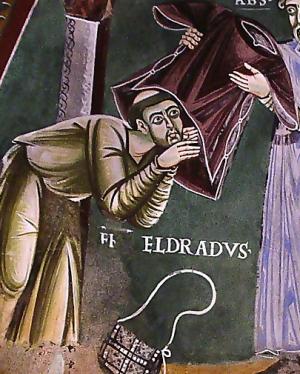 Detail of A Fresco of Saint Heldrad of Novalese Receiving The Habit of His Order Novalesa Abbey 11Th Century Artist Unknown Photographed On 27 October 2007 By Duvilar
