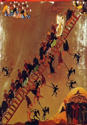 Detail of A Painting of Monks of The Ladder of Divine Ascent As Described In The Vision of Saint John Climacus The 30 Rungs Symbolizing Saint JohnS 30 Virtues Latter 12Th Century Artist Unknown Saint CatherineS Monastery Sinai Egypt